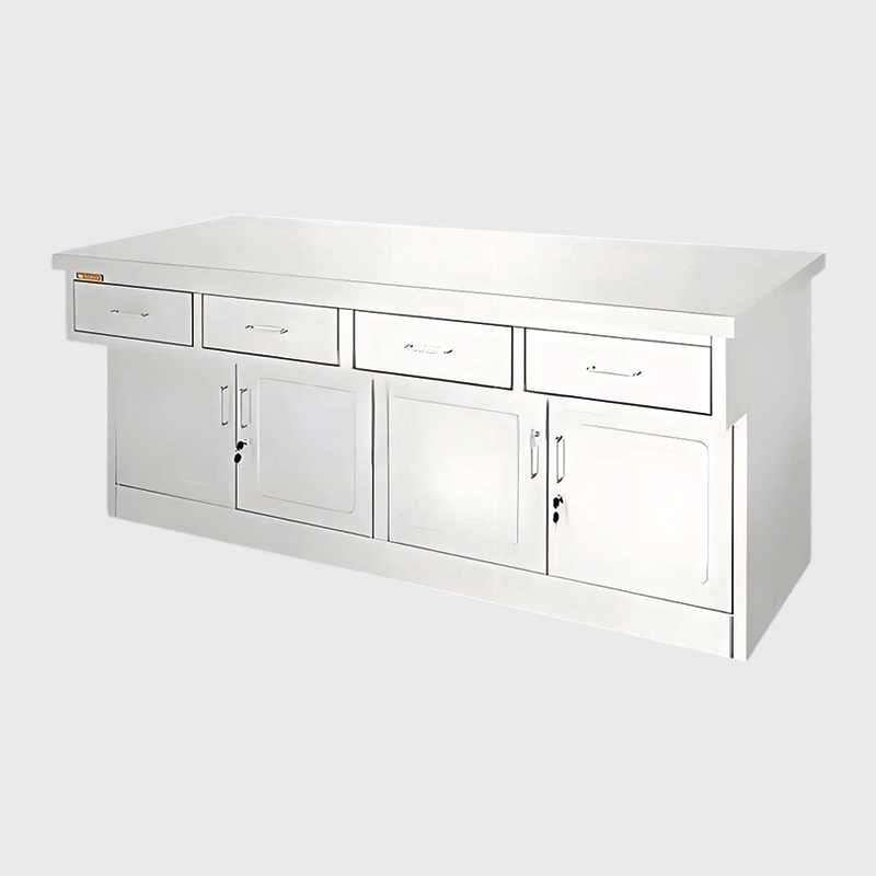 Nemocničný nerezový pracovný stôl so zásuvkami